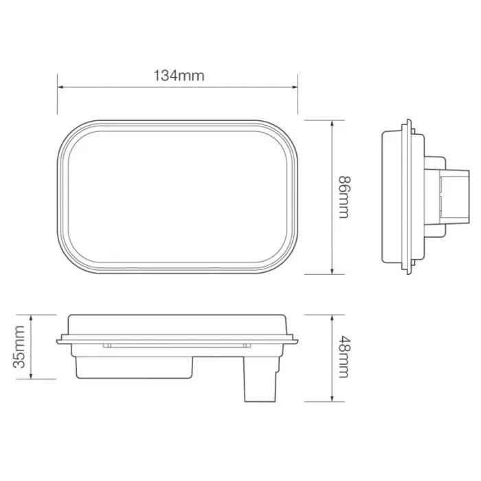 Alternative view of LED rektangulær blinklygte