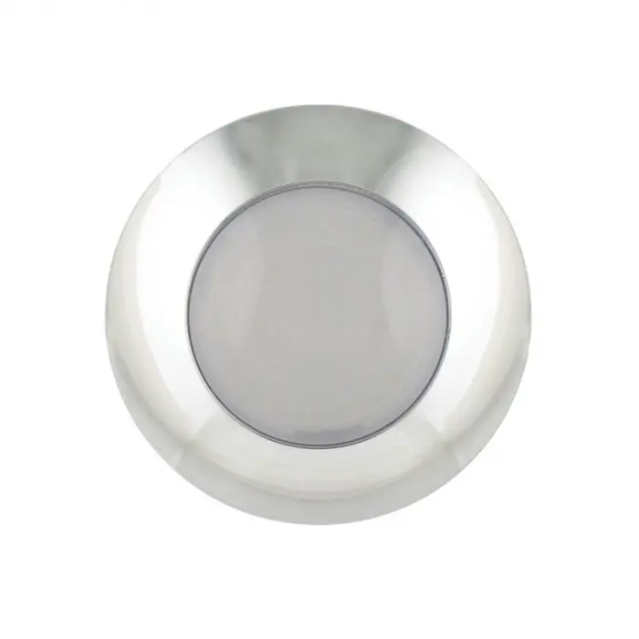 LED rund Ø75mm interiør lampe, mat linse, krom, 12V