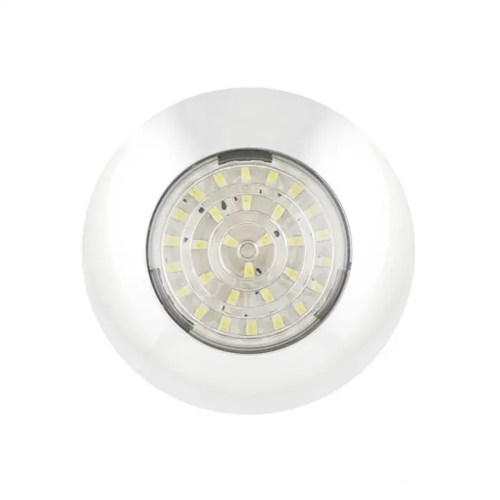 LED rund interiør lampe, hvid klar linse 12V Ø75mm