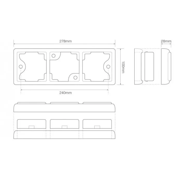 Alternative view of LED 3 delt udskiftningsramme sort