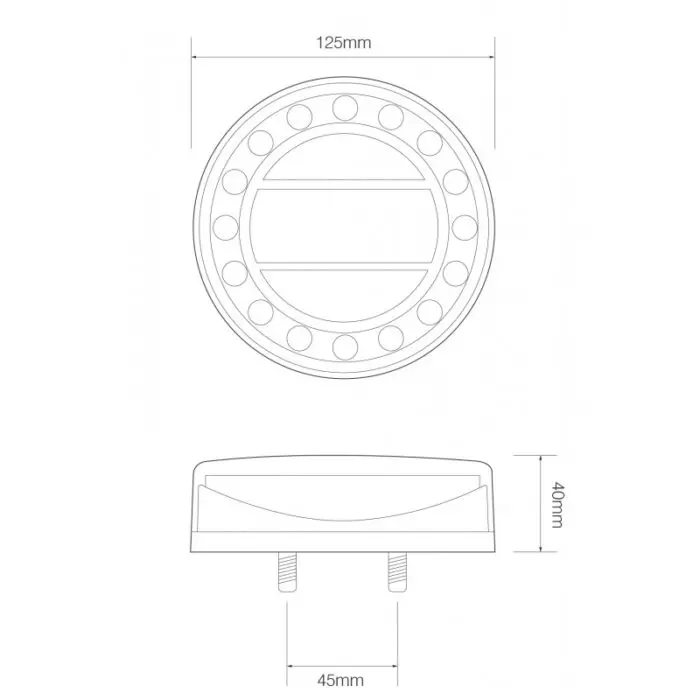 Alternative view of Maxi LED rund sort-krom kombinationsbaglygte