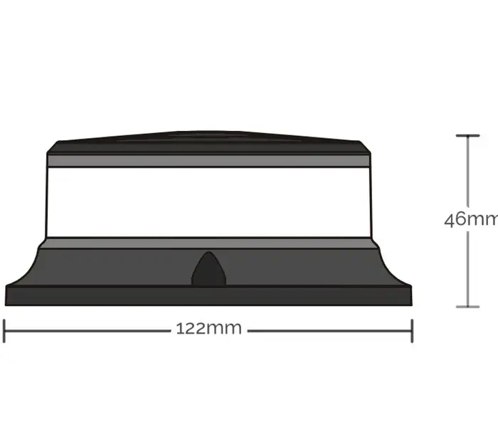 Alternative view of LED rotor tagblink Beacon hvidt glas orange lys slim
