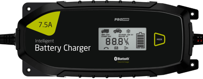 Pro User - 7,5A Intelligent batterioplader m. Bluetooth til bilbatteri