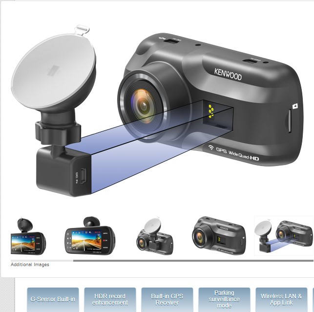 Kenwood DRV-A501W Wide Quad HD Dash cam kørselsoptager - Billede 4