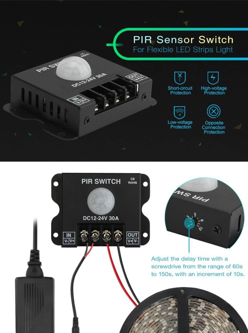Pir sensor med timer 30 amp - Billede 3