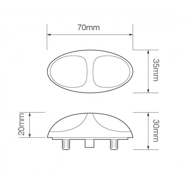 LED trailer bag markeringslygte med krom ramme - Billede 3