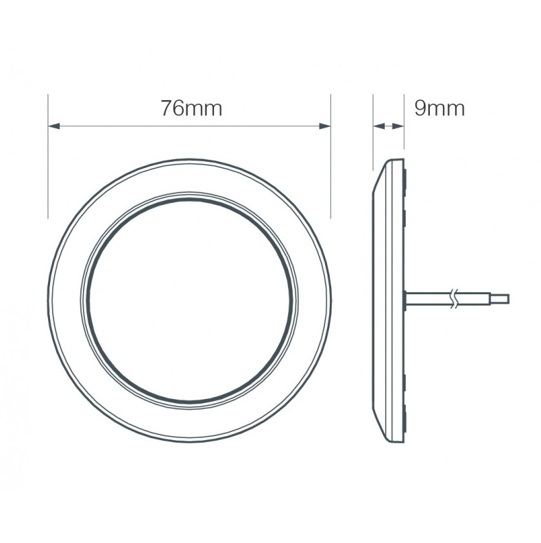 LED lavprofil rund interiør lampe krom m/materet glas 12V Ø76mm - Billede 3