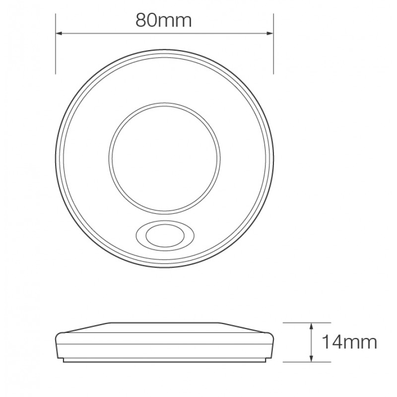 LED rund interiør lampe hvid m/klart glas 12V on/off Ø79mm - Billede 2