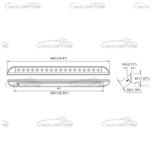 LED 90° hvid lysskinne 480mm - Billede 2