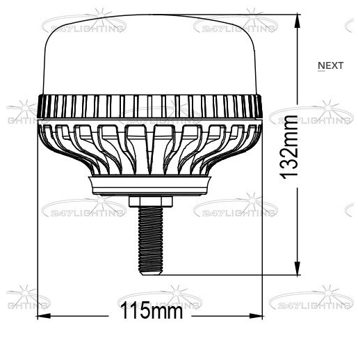 Alternative view of LED Beacon tagblink 1 bolt type R65 godkendt