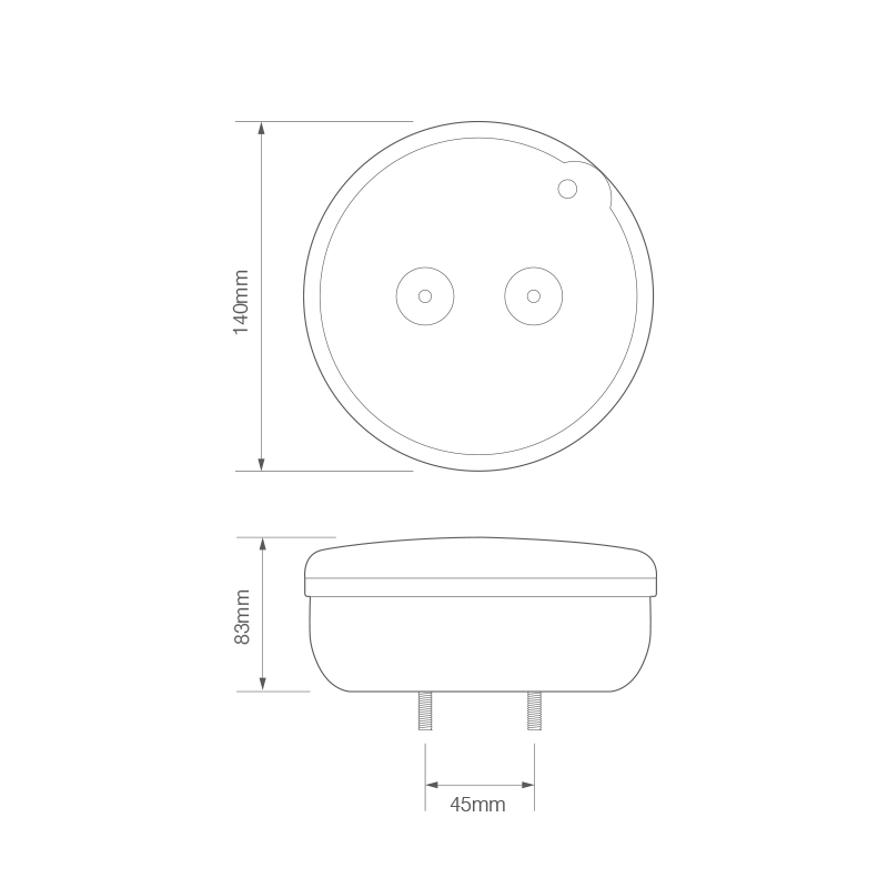 LED kombinationsbaglygte rund - Billede 3