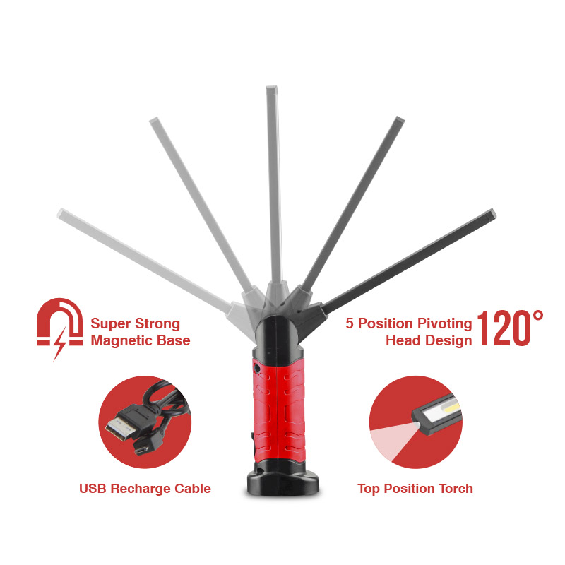 Genopladelig arbejds & inspektionslampe - Billede 3