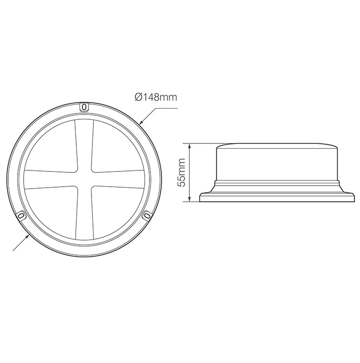 Slimline Led Beacon 148mm hvidt glas orange lys - Billede 3
