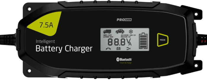 Pro User - 7,5A Intelligent batterioplader m. Bluetooth til bilbatteri