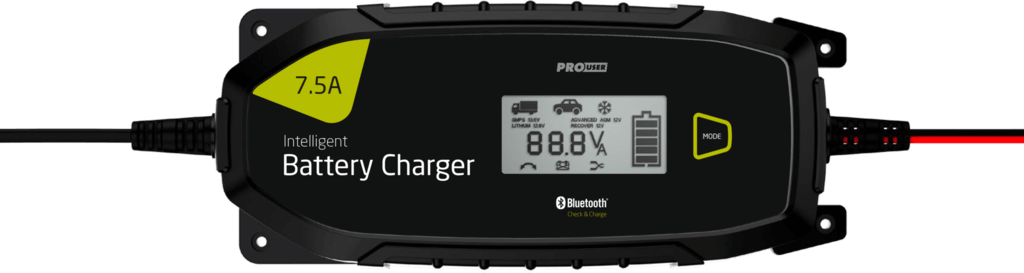 Pro User - 7,5A Intelligent batterioplader m. Bluetooth til bilbatteri