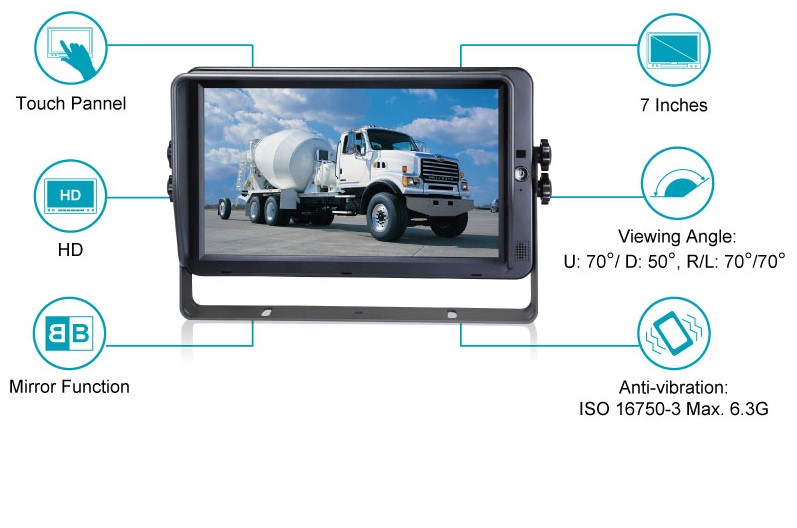 Monitor 7" HD med 3 indgange til bakkamera m.m. - Billede 4