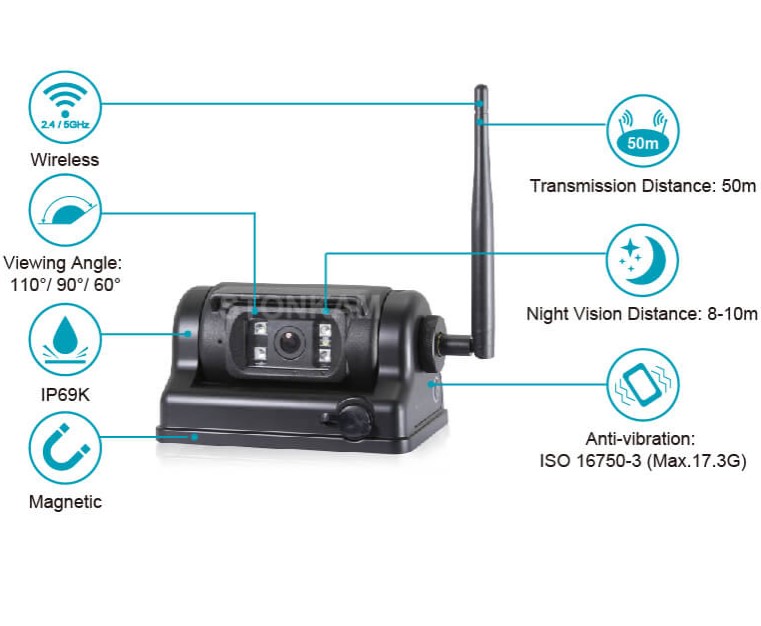 Tråløst Wifi HD bakkamera med indbygget batteri - Billede 3