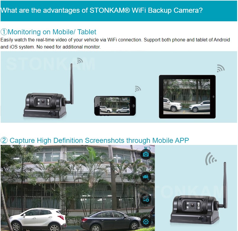 Tråløst Wifi HD bakkamera med indbygget batteri - Billede 4