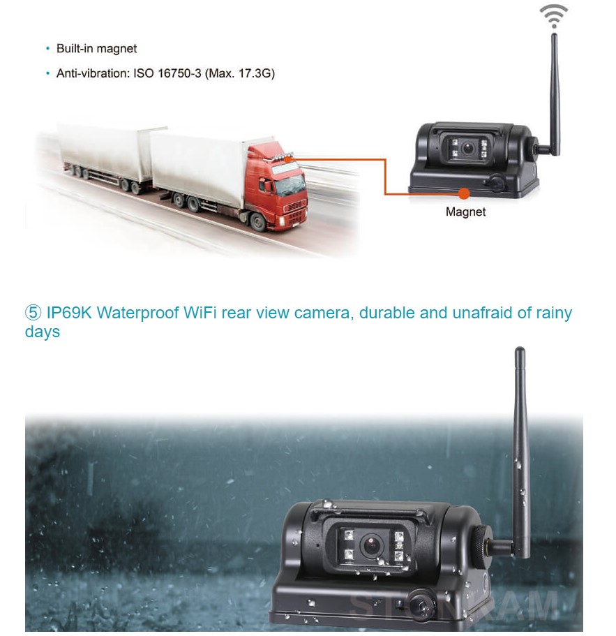 Tråløst Wifi HD bakkamera med indbygget batteri - Billede 5