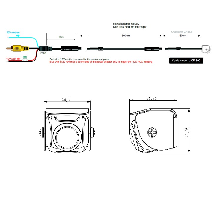 Bakkamera proff mini hvidt med visir 190° billede - Billede 2