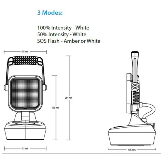 Arbejdslampe magnetisk håndholdt med 3 indstillinger - Billede 2