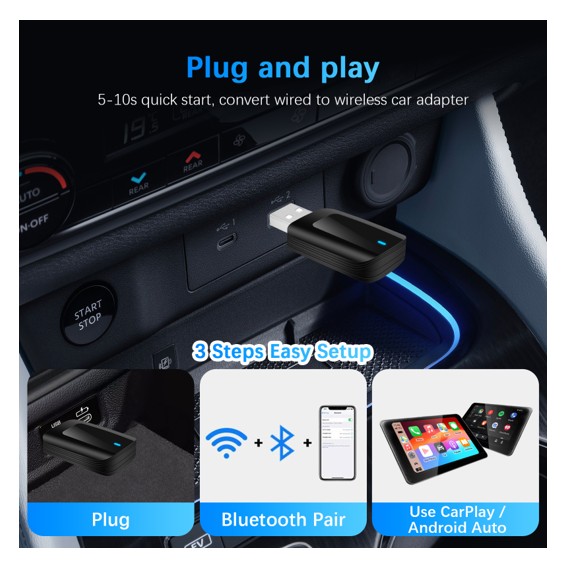 Trådløs Apple Carplay/Android Auto Dongle - Billede 3