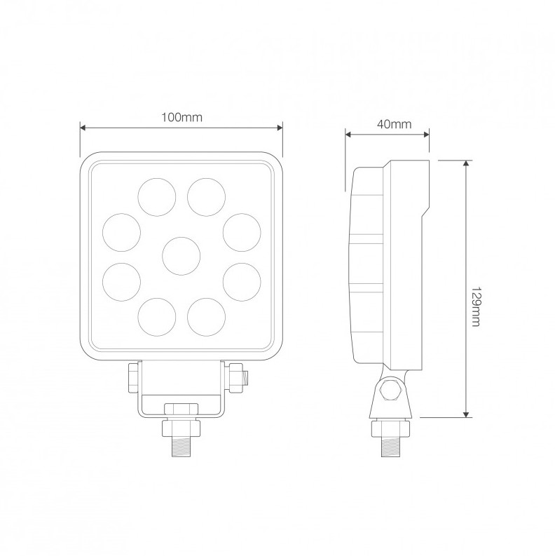 LED firkantet arbejdslampe med AMP stik - Billede 2