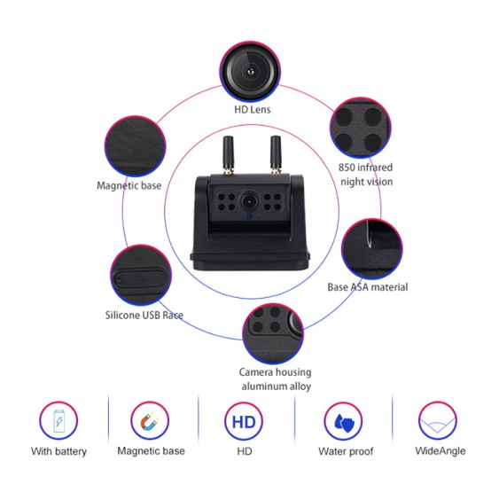 Alternative view of 10,1" Monitor med 2 stk WIFI magnetiske kameraer