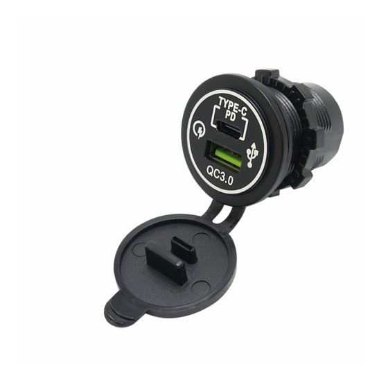 Alternative view of Indbygnings USB udtag 12/24V USB A+C