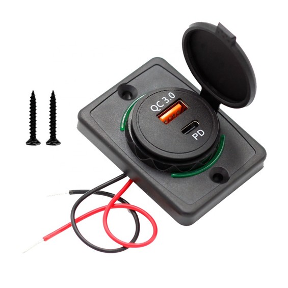 Indbygnings USB udtag 12/24V USB-A+C udtag