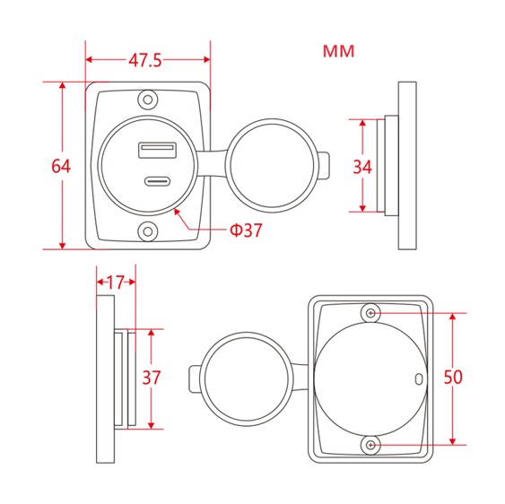 Indbygnings USB udtag 12/24V USB-A+C udtag - Billede 4