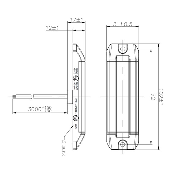 Alternative view of Slim kombi advarsels blitzlys med rødt stoplys/positionslys