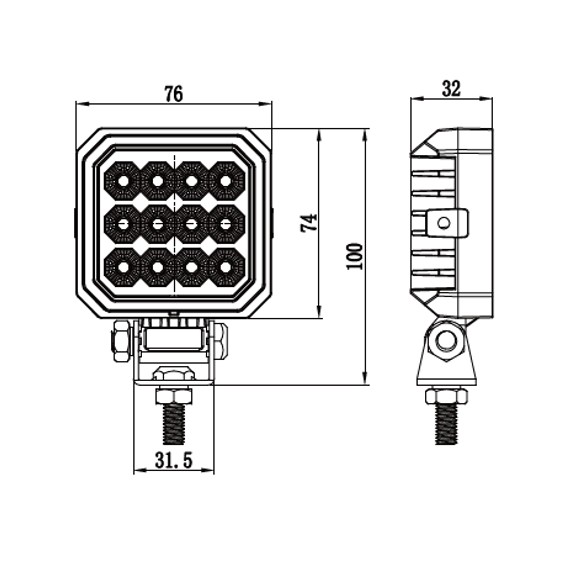 Alternative view of LED R23 arbejdslampe-baklys 76mm 1620 lumen