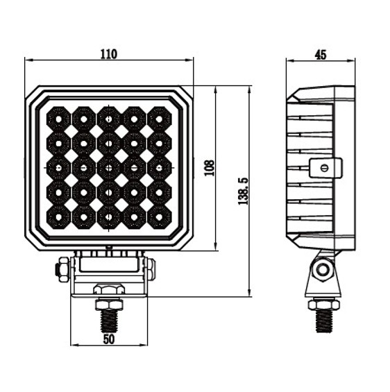 Alternative view of LED R23 arbejdslampe-baklys 110mm på 2500lumen